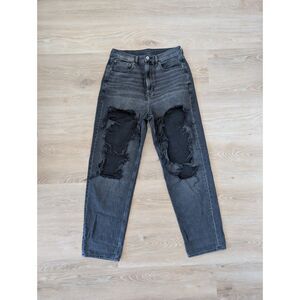 American Eagle Baggy Jean – Washed Black Distressed (Size 8 Regular)